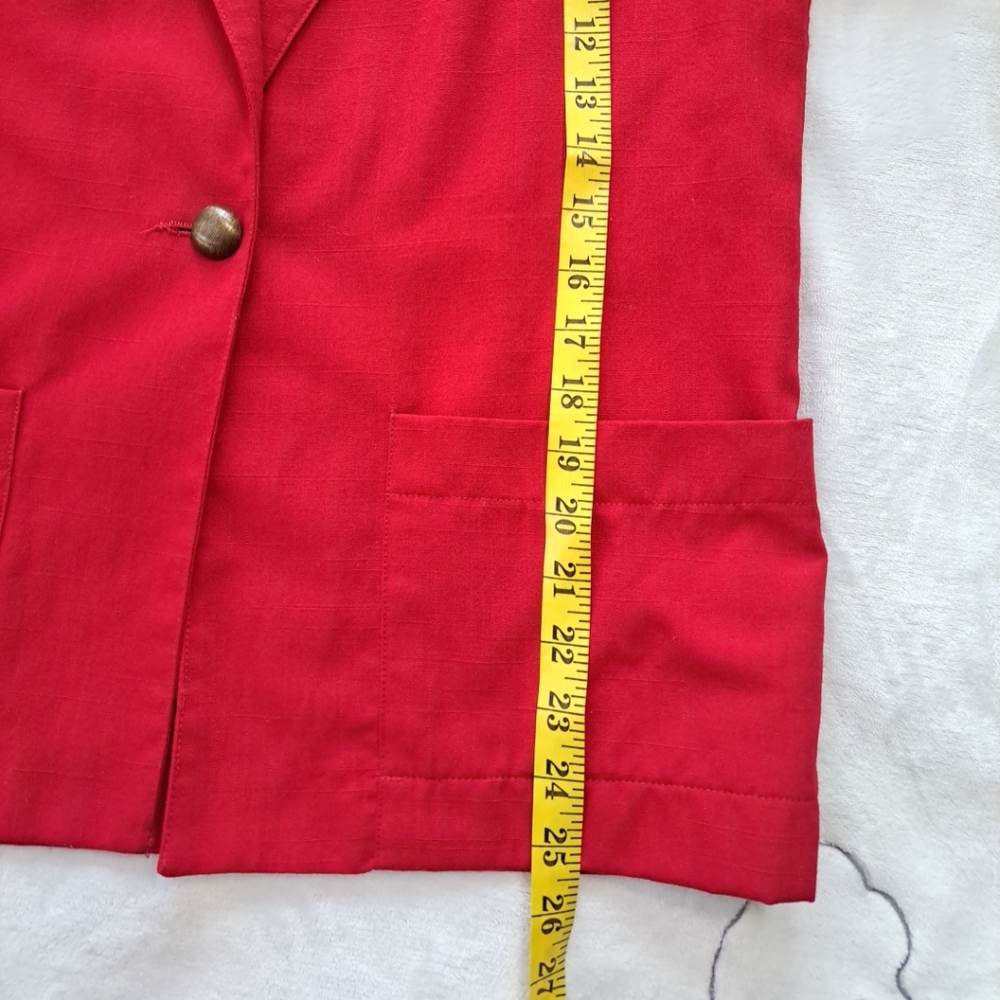 Vintage Block Island by Marina Pappas Red Blazer Suit Jacket 6 Petite Pockets - Picture 7 of 12